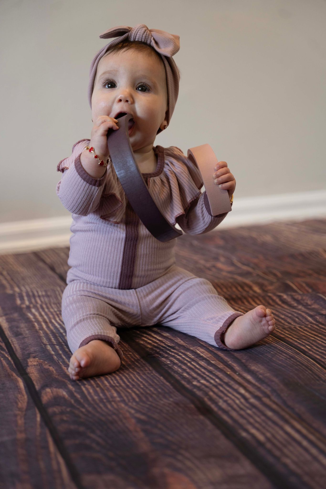 Mauve Flounce Stripe Set