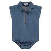 Denim Star Collar Romper