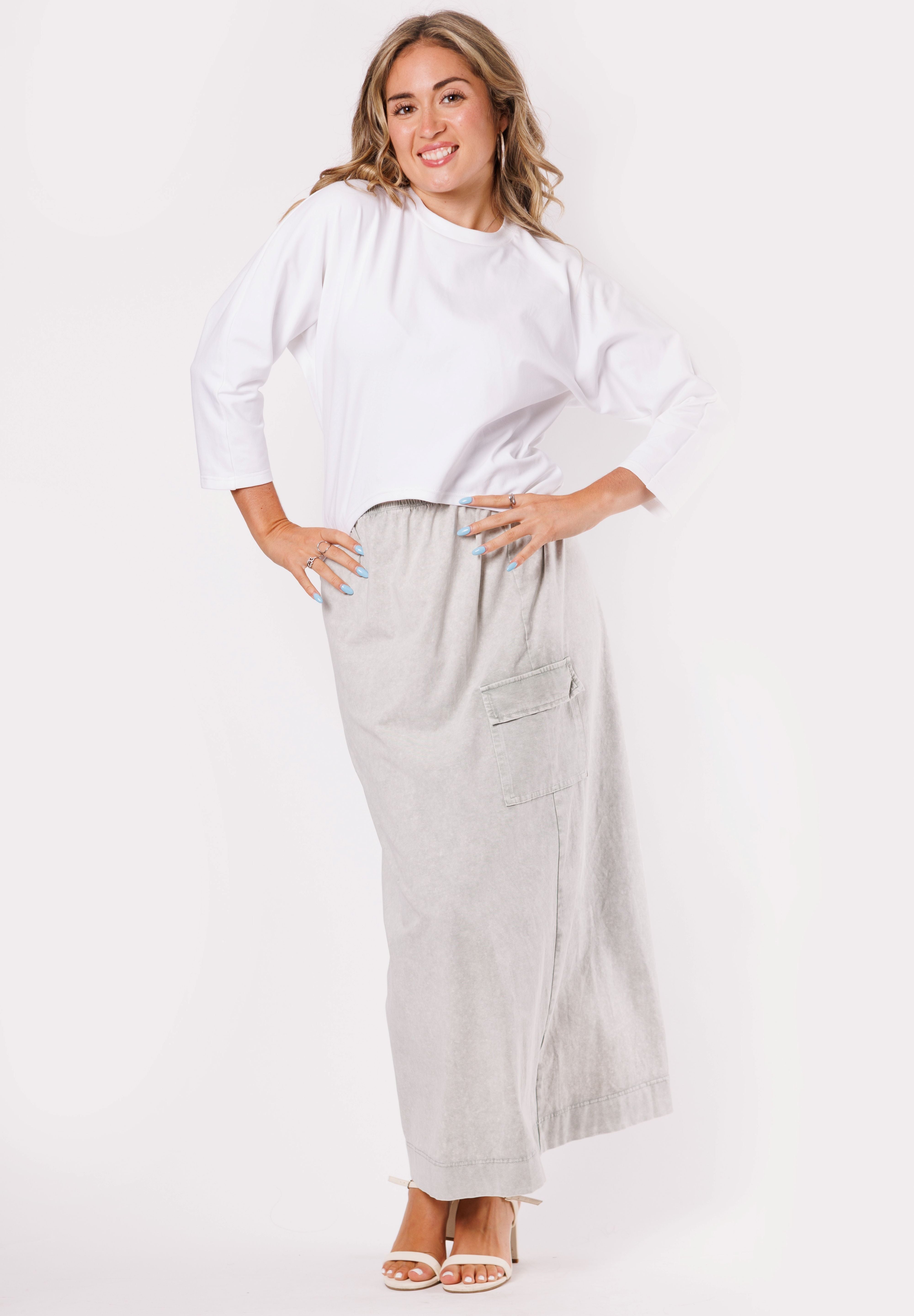 ACID WASH CARGO SKIRT (26300)