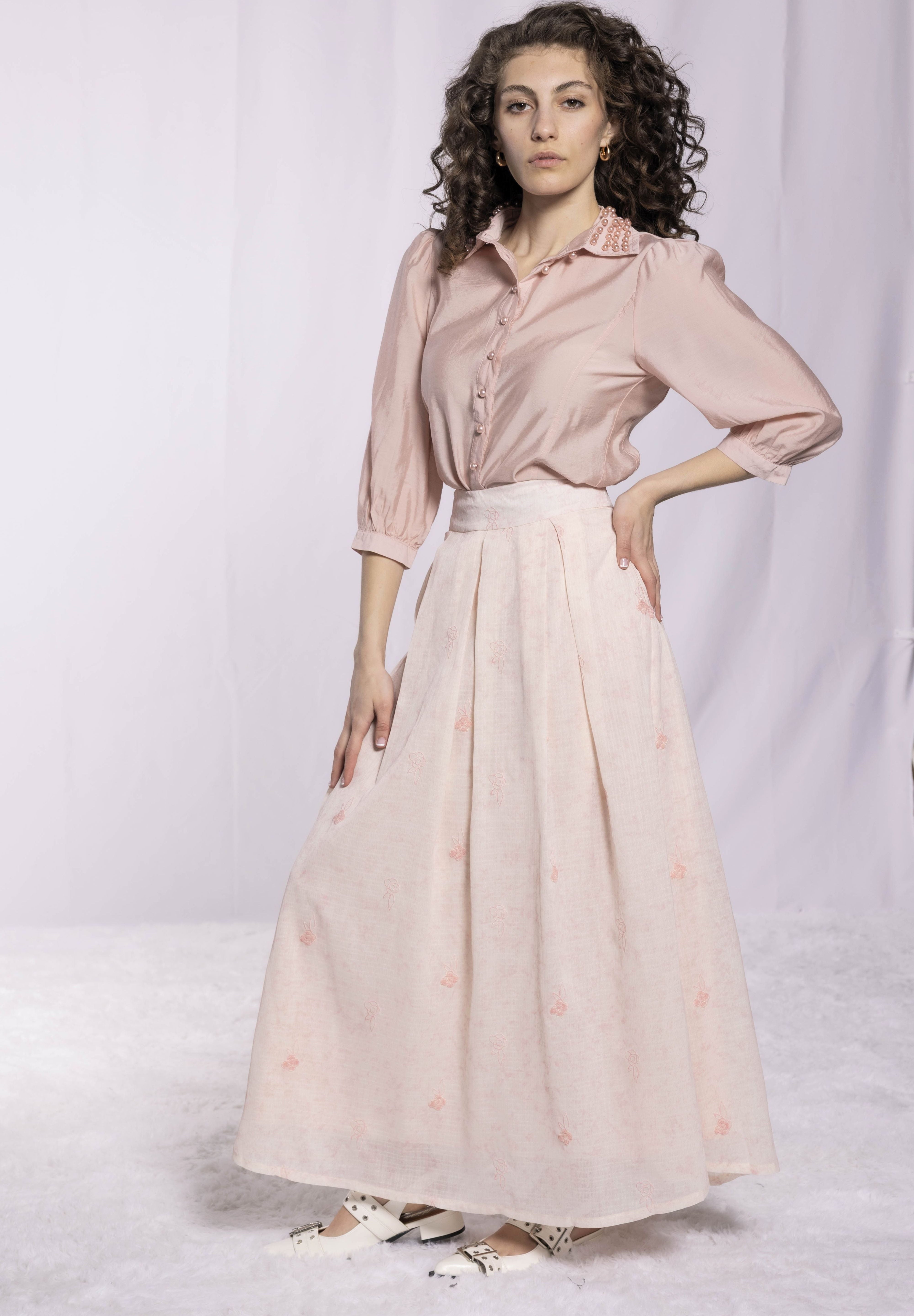 PEARL DETAIL BLOUSE AVAILABLE IN 4 COLORS (26SM15)
