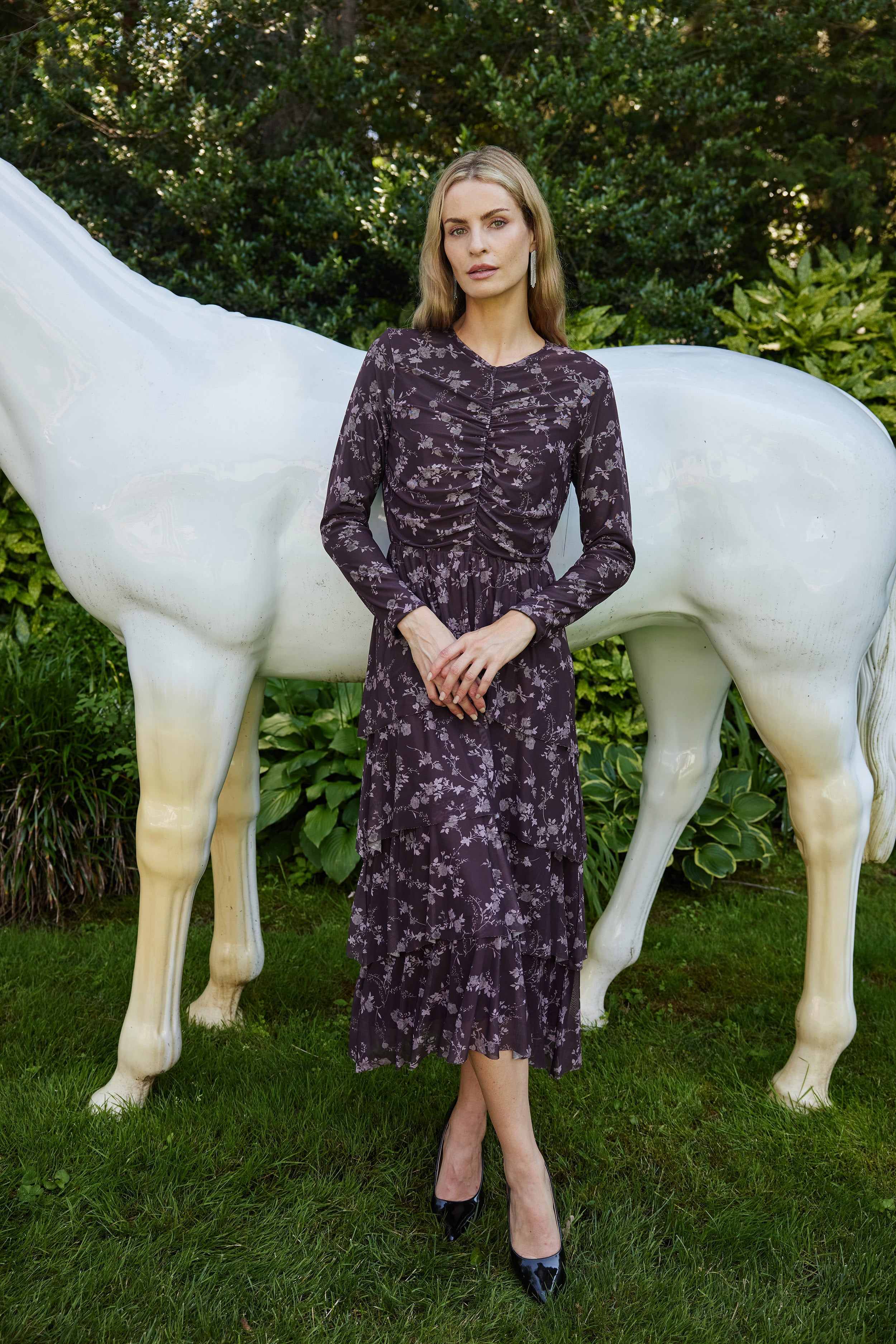 AURORA DRESS - WINE FLORAL