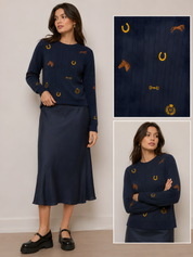 EQUESTRIAN MOTIF SWEATER