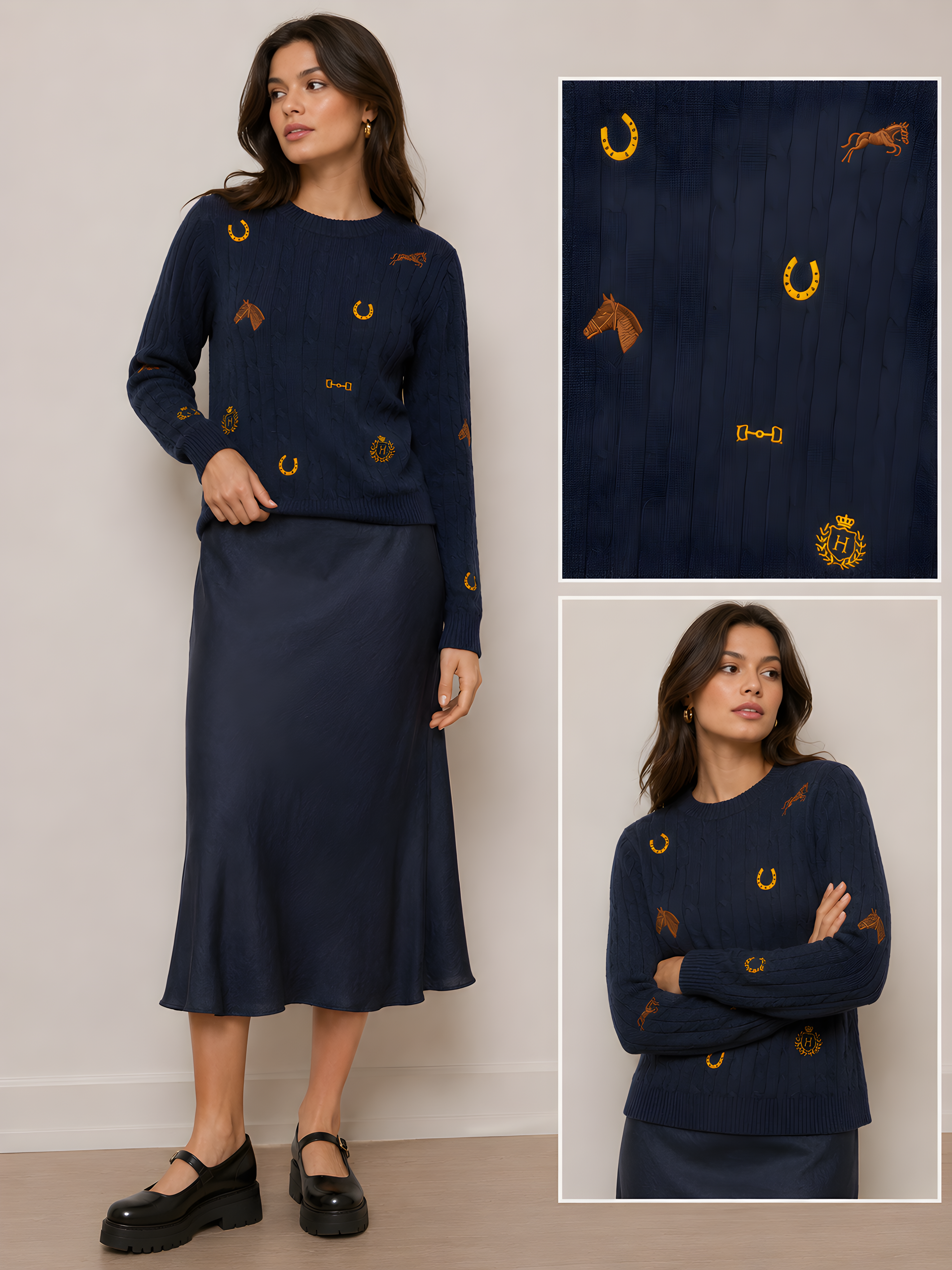 EQUESTRIAN MOTIF SWEATER