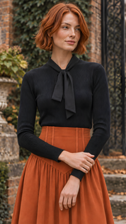 RIBBON TIE KNIT TOP (D20)