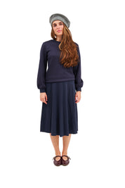 Puff Sleeve Top - Navy