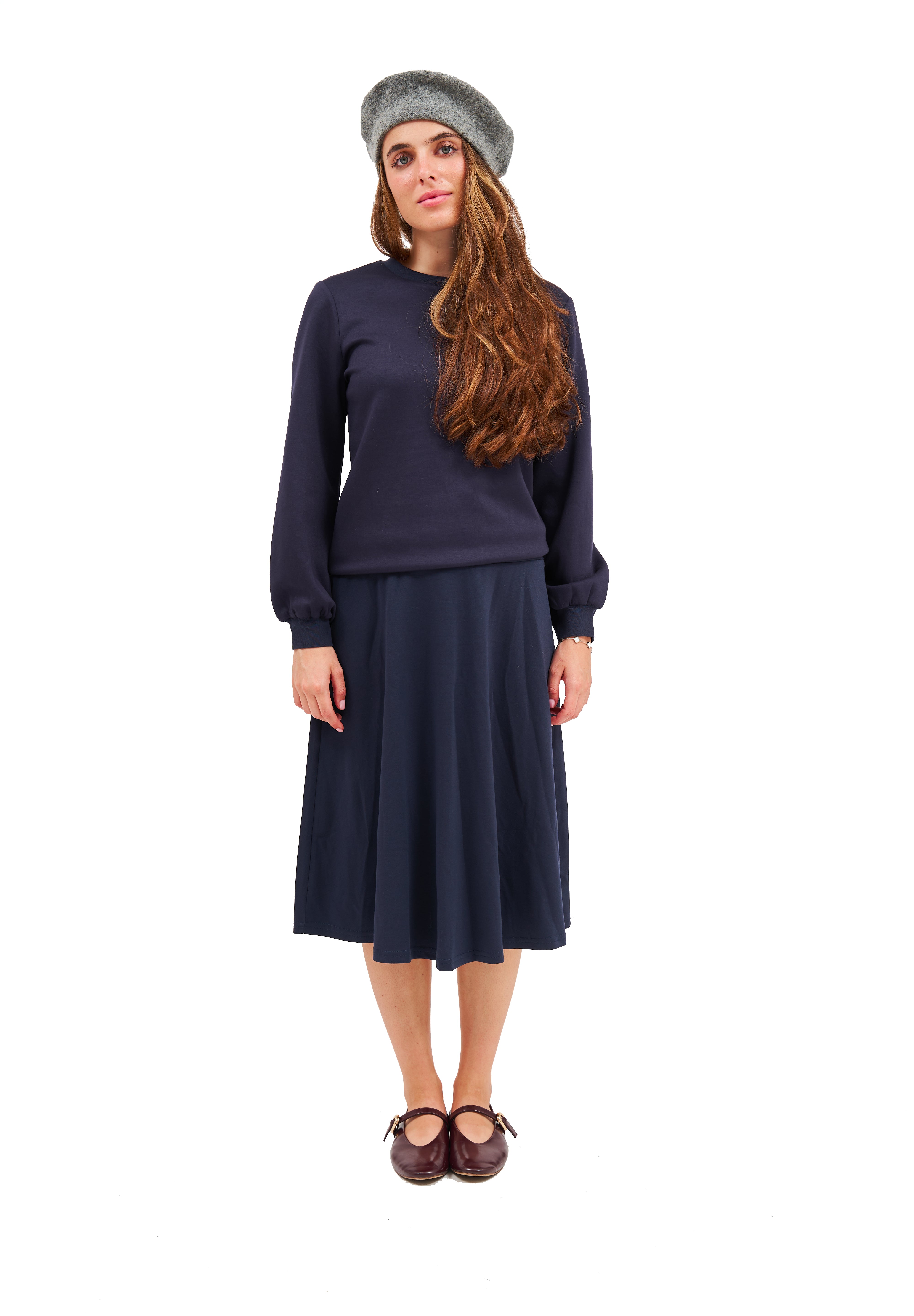 Puff Sleeve Top - Navy