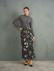 Tie-Front Draped Skirt