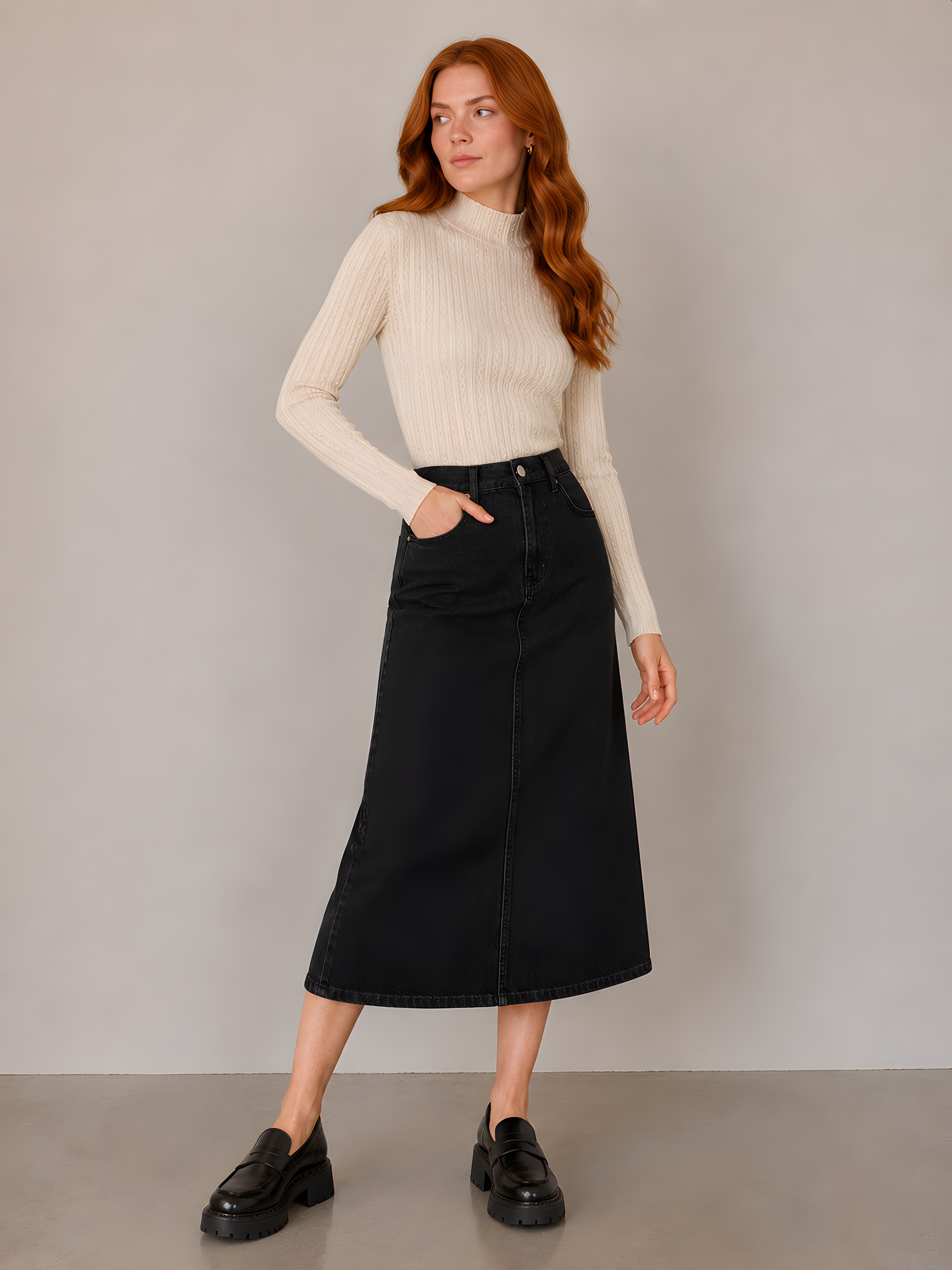 TEXTURED MOCKNECK