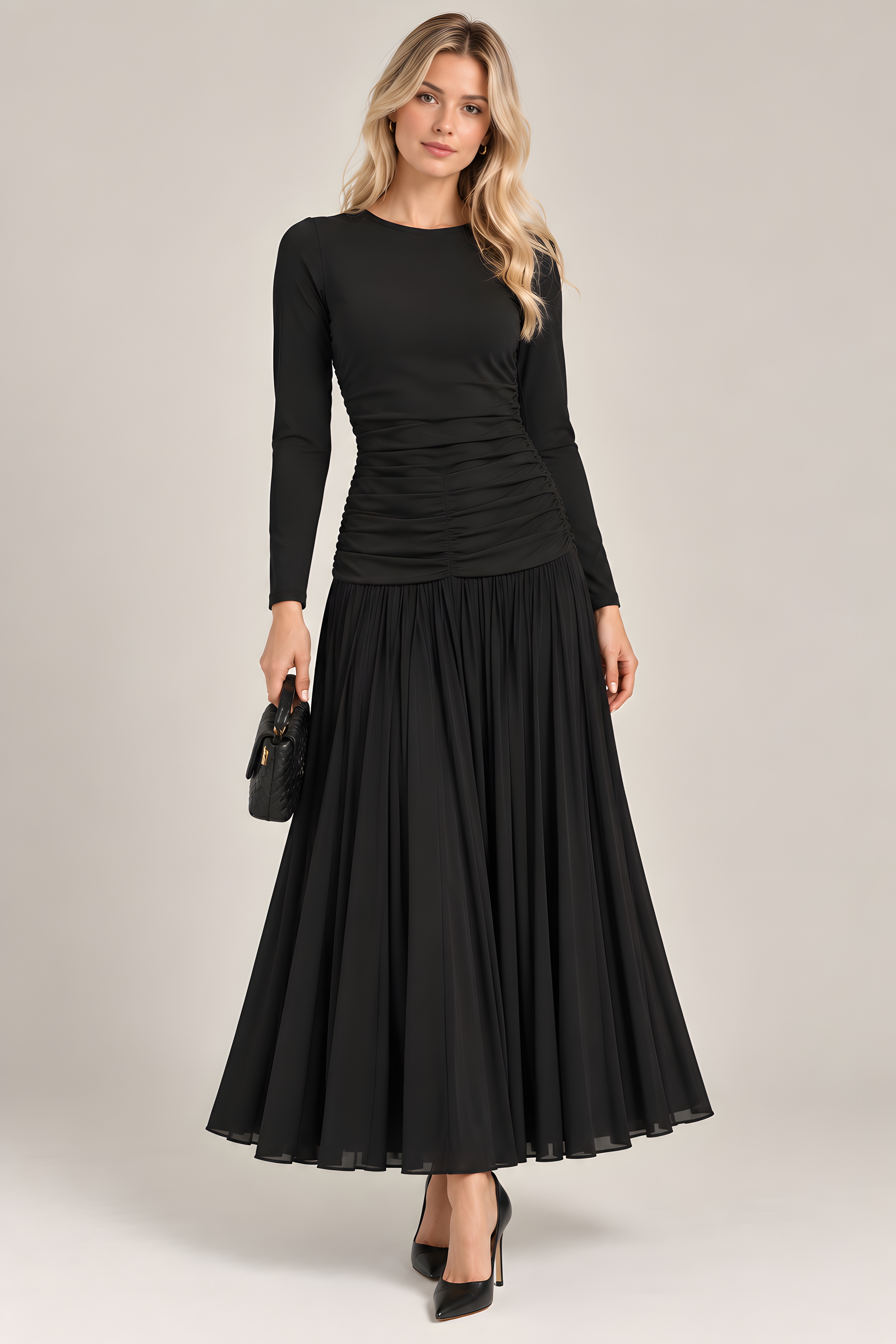 RUCHED MESH DRESS