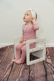 Pink/White Braided Kimono Footie