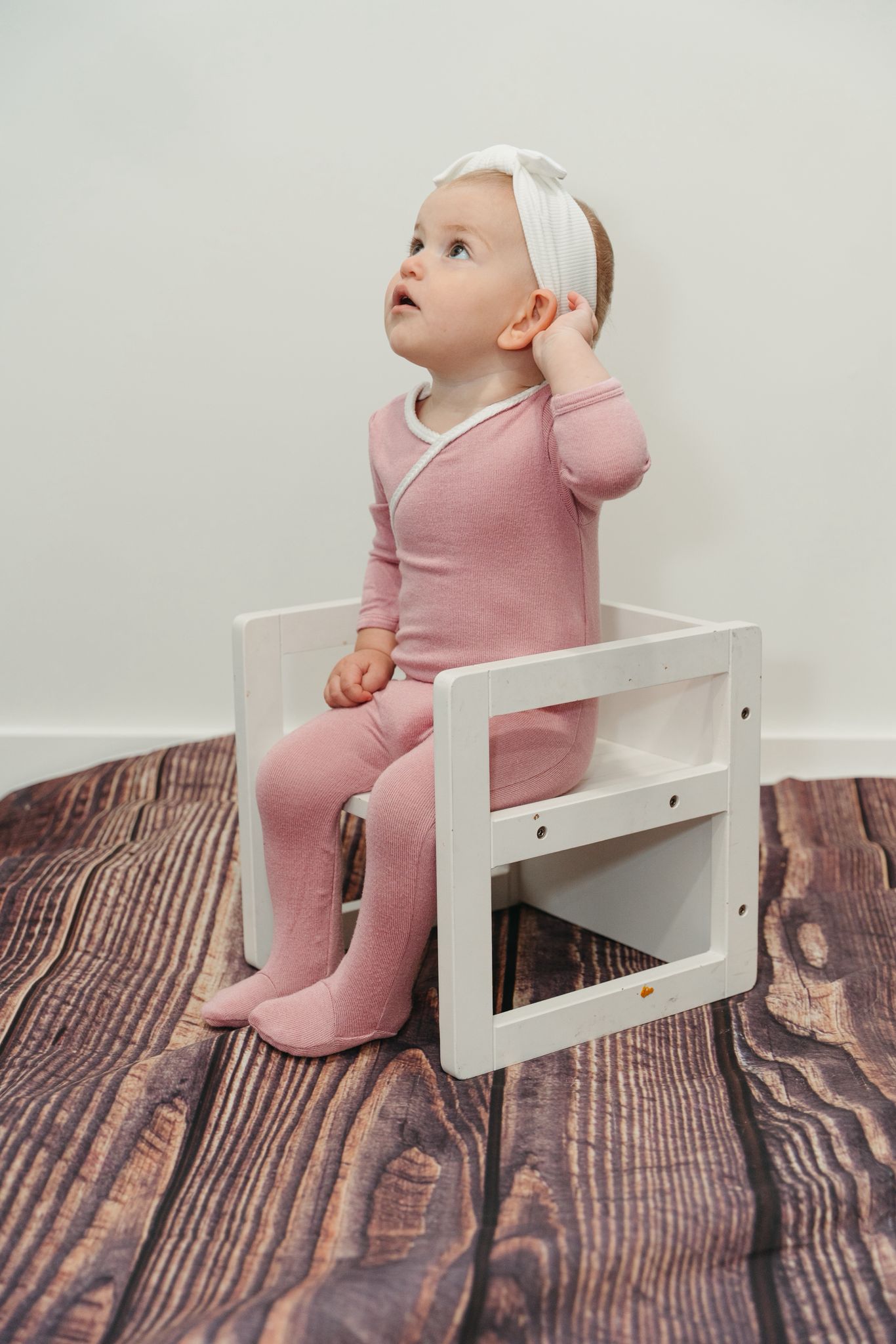 Pink/White Braided Kimono Footie