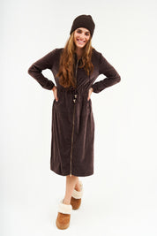 Hoodie Long Dress - Chocolate