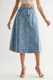 Wildflower Denim Skirt