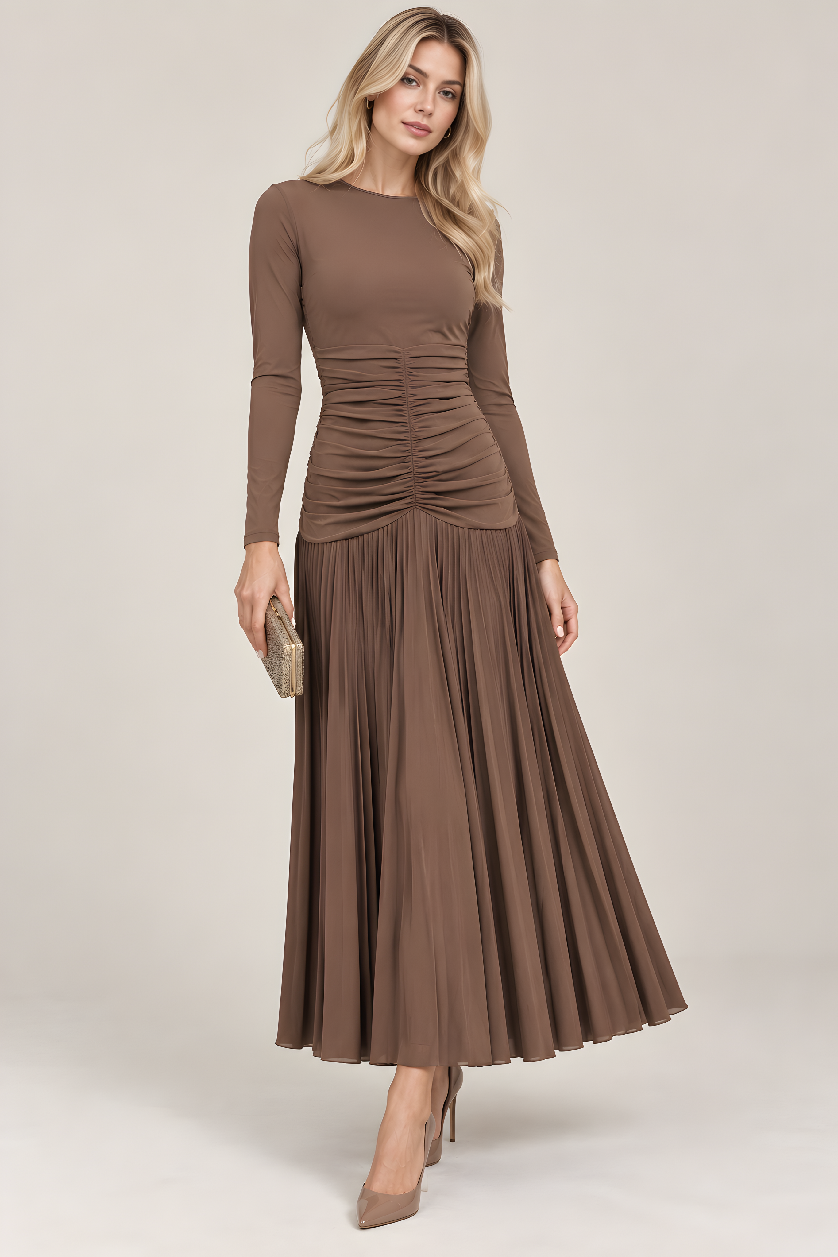 RUCHED MESH DRESS