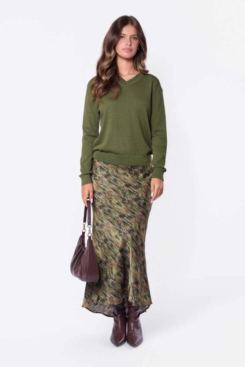 Elenia Skirt (Dark Green Pattern)