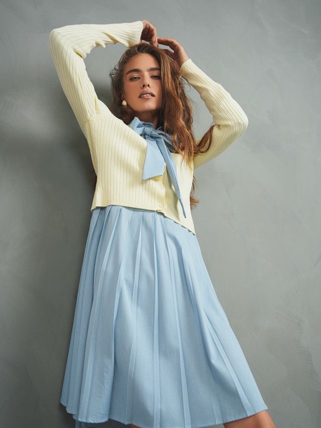 Pleated Tie Tencel Dress