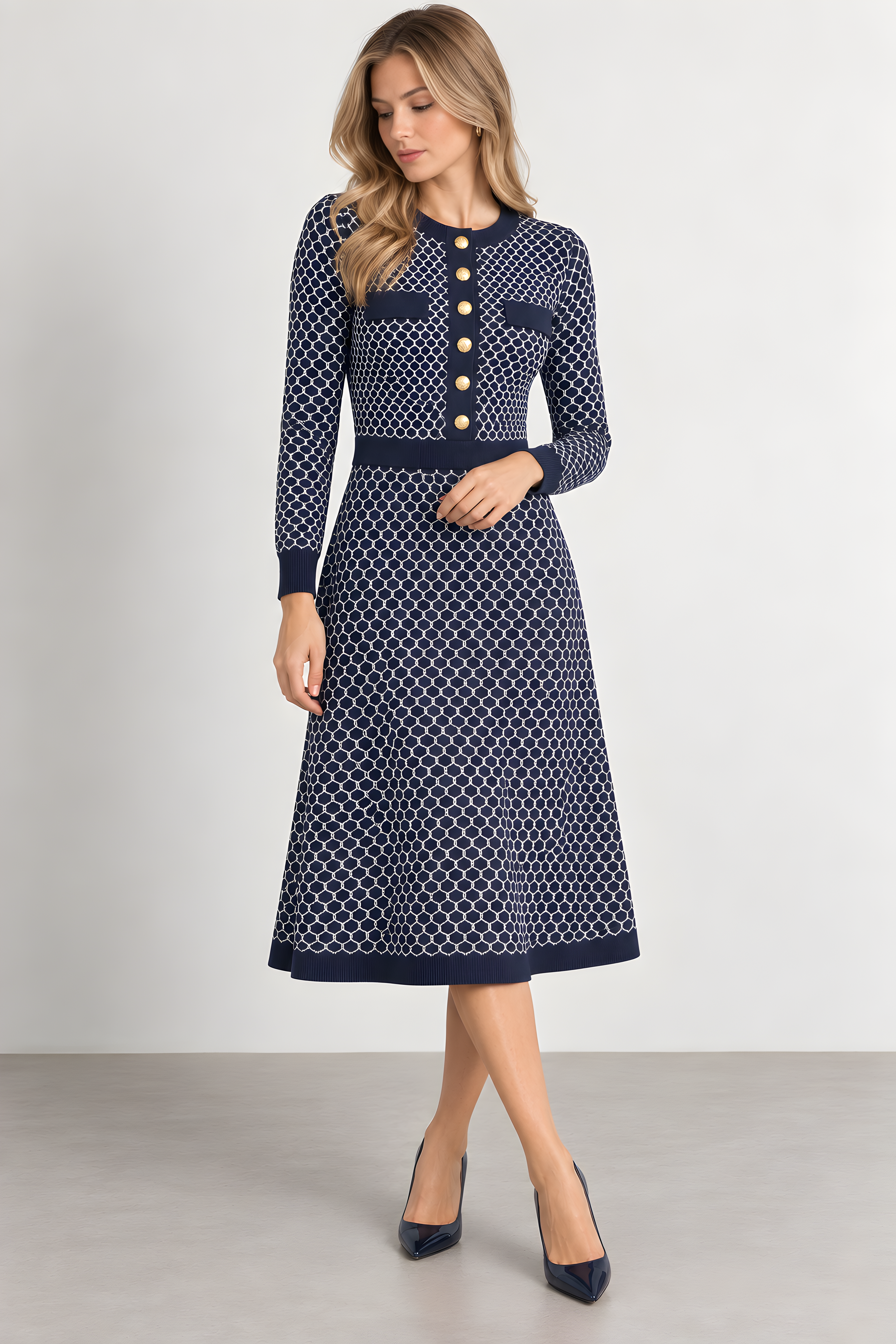 KNIT HONEYCOMB DRESS (D4)