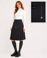 PLAID SKIRT WITH BUCKLE AND CHAIN DETAIL
