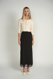 Lace Detail Maxi Skirt – Black
