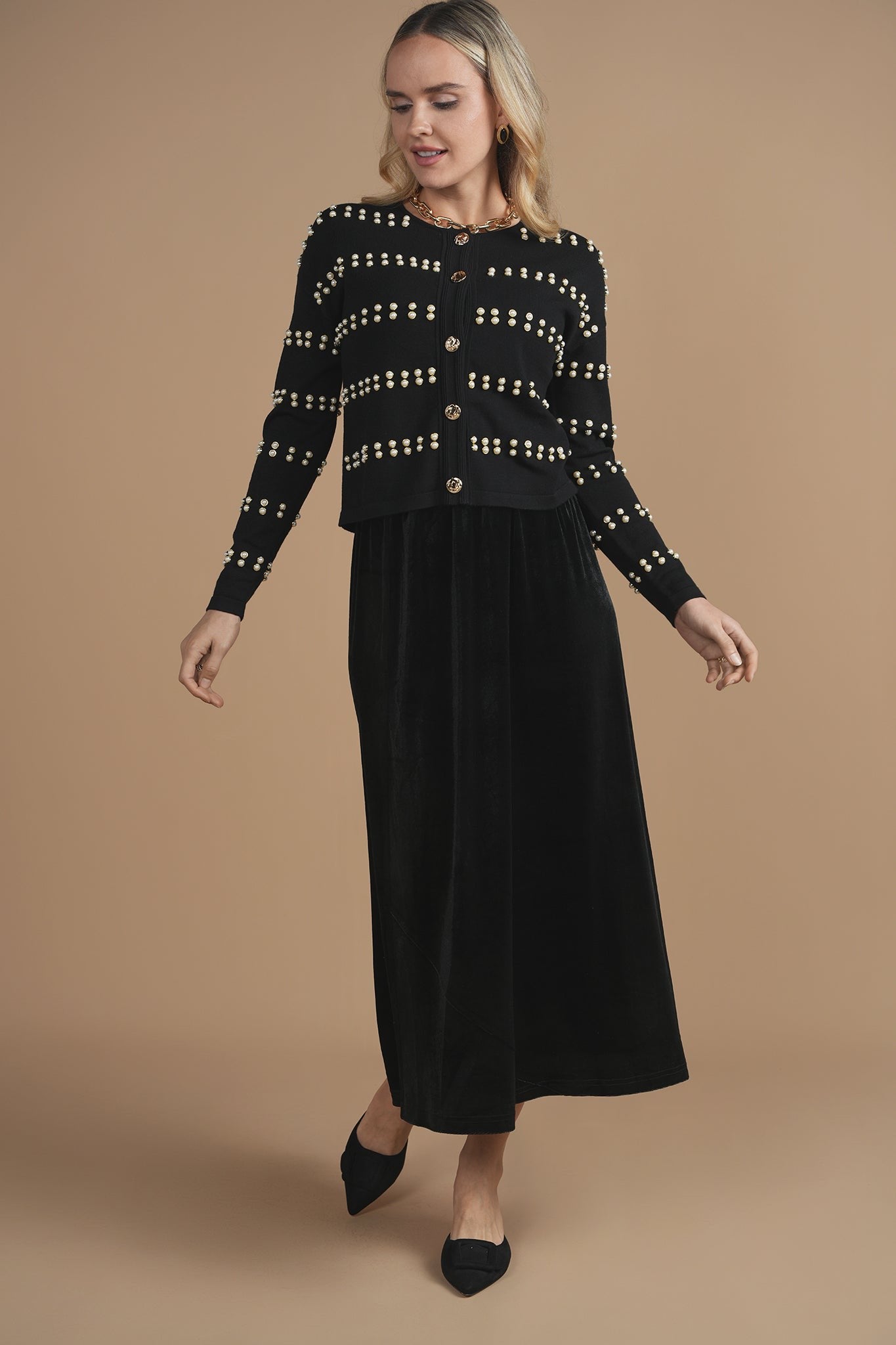 Bliss Velvet Slip Skirt Black