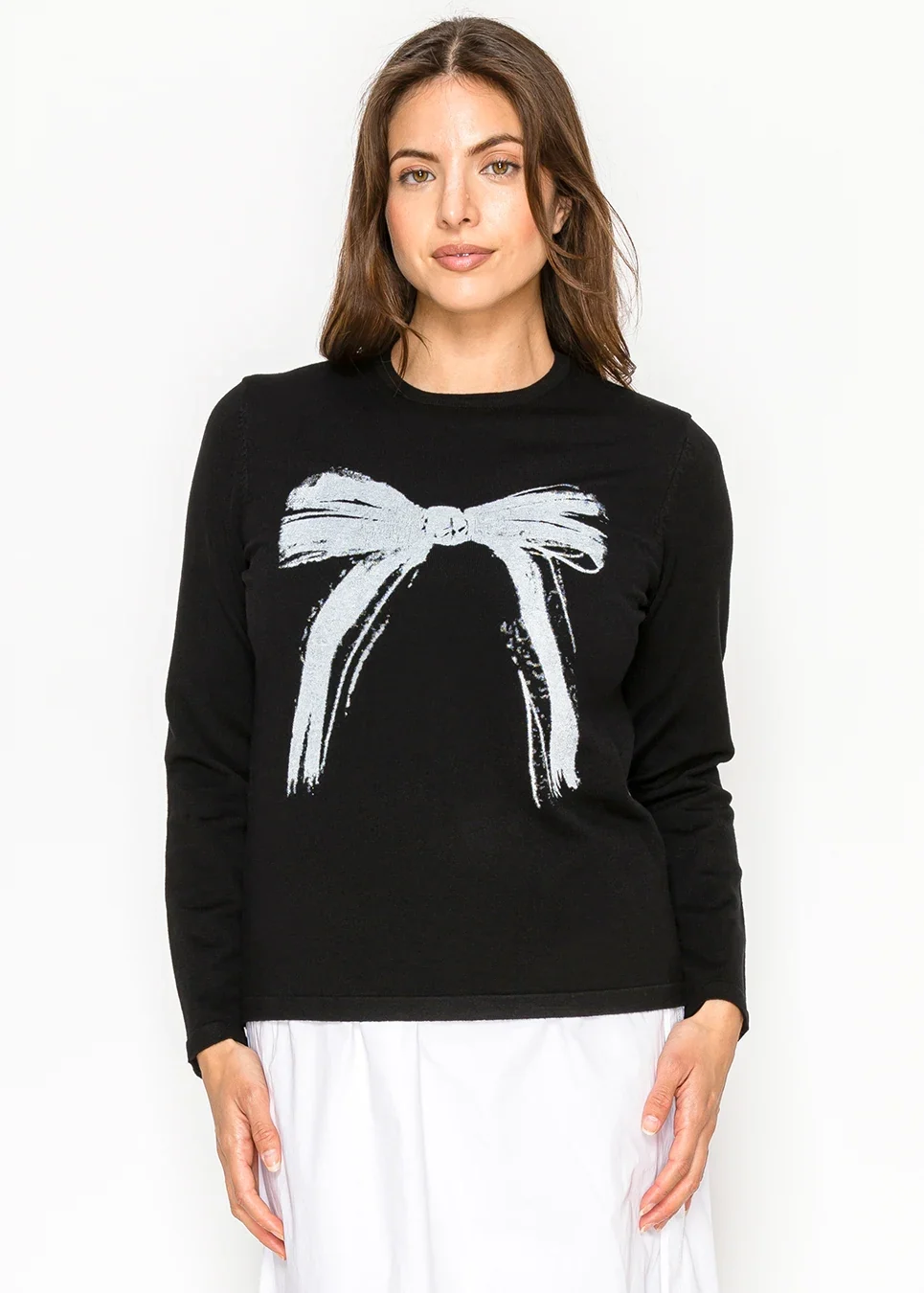 AD Y Bow Print Knit Top