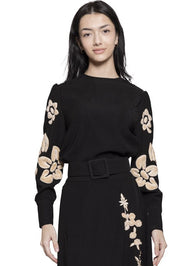 Fuzzy Flowers Black Top