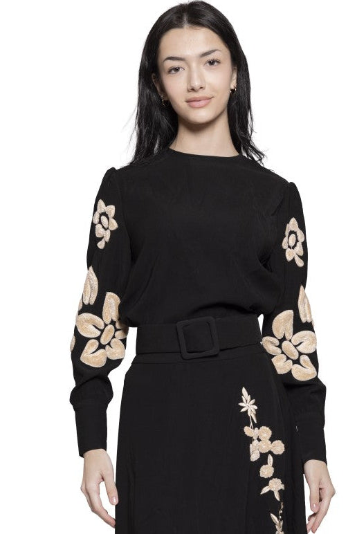 Fuzzy Flowers Black Top