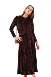 Velvet Midi Skirt - Hazelnut