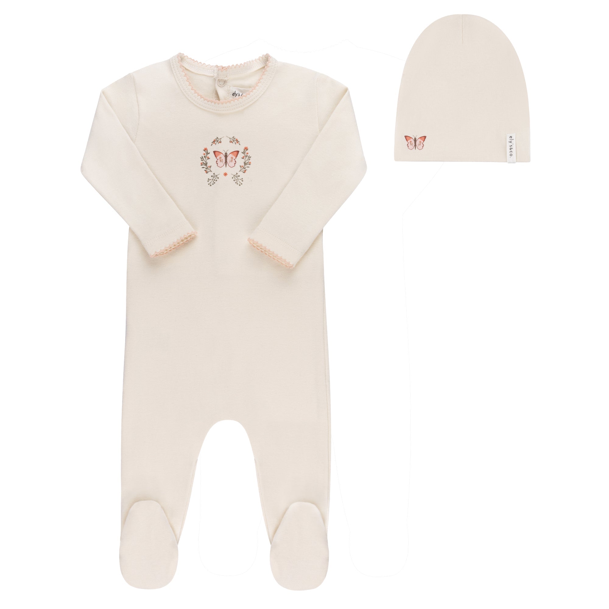 Garden Floral Center Collection - Footie + Beanie