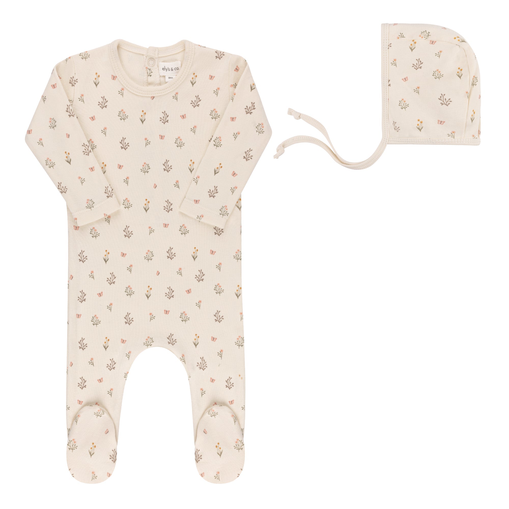 Garden Floral Print Collection - Footie + Bonnet