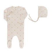 Jersey Cotton Floral Grid Collection - Footie + Bonnet