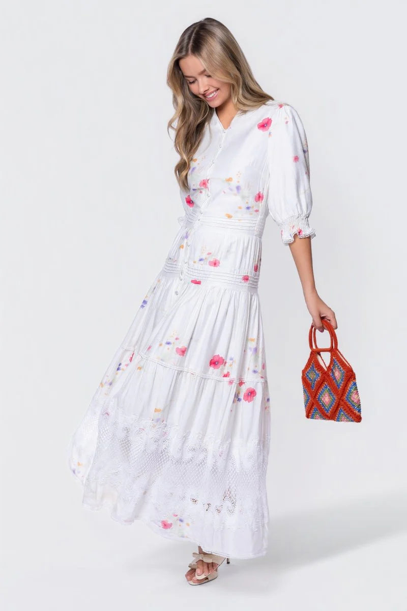 Hallie Dress (White Flower)