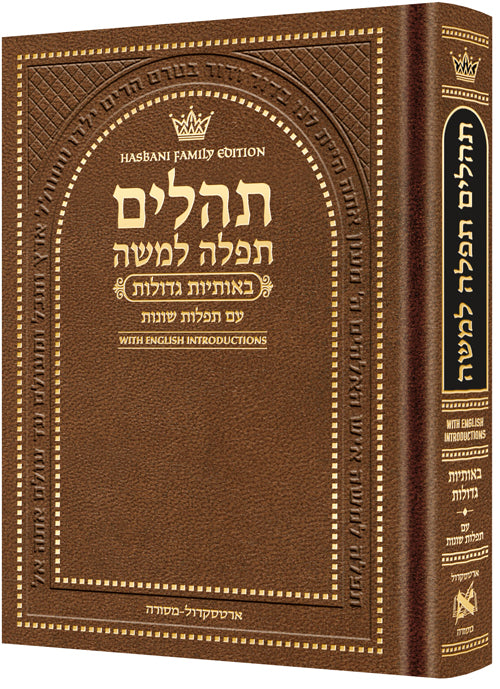 Hebrew Only, Large Type Tehillim with English Introductions Pocket size Brown