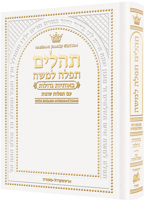 Hebrew Only, Large Type Tehillim with English Introductions Pocket size white