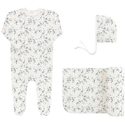 Velour Vine Pattern Collection -  Blue on Ivory