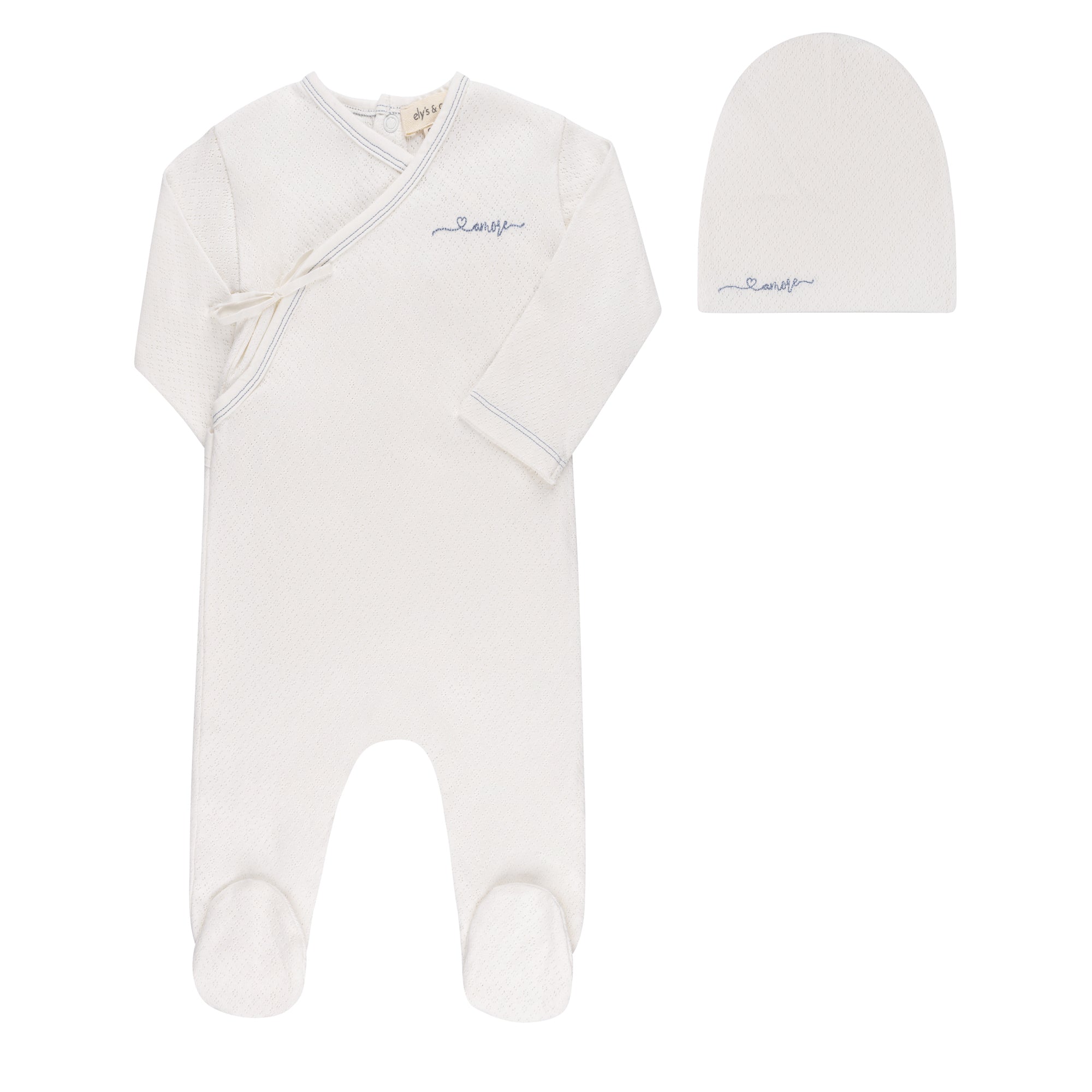 Amore Pointelle Collection - Footie + Beanie
