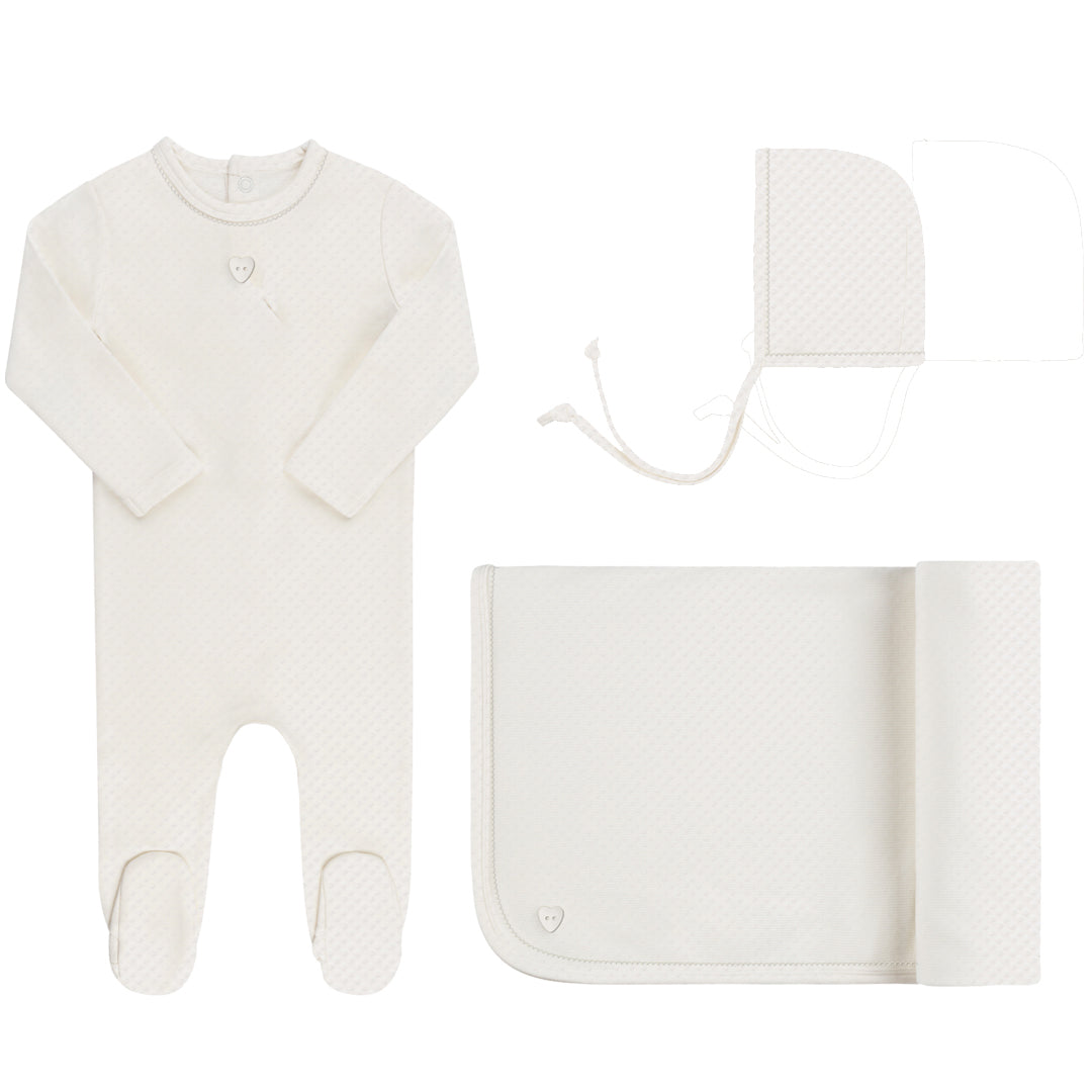 Pointelle Heart - Ivory