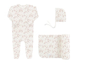 Velour Vine Pattern Collection - Pink on Ivory