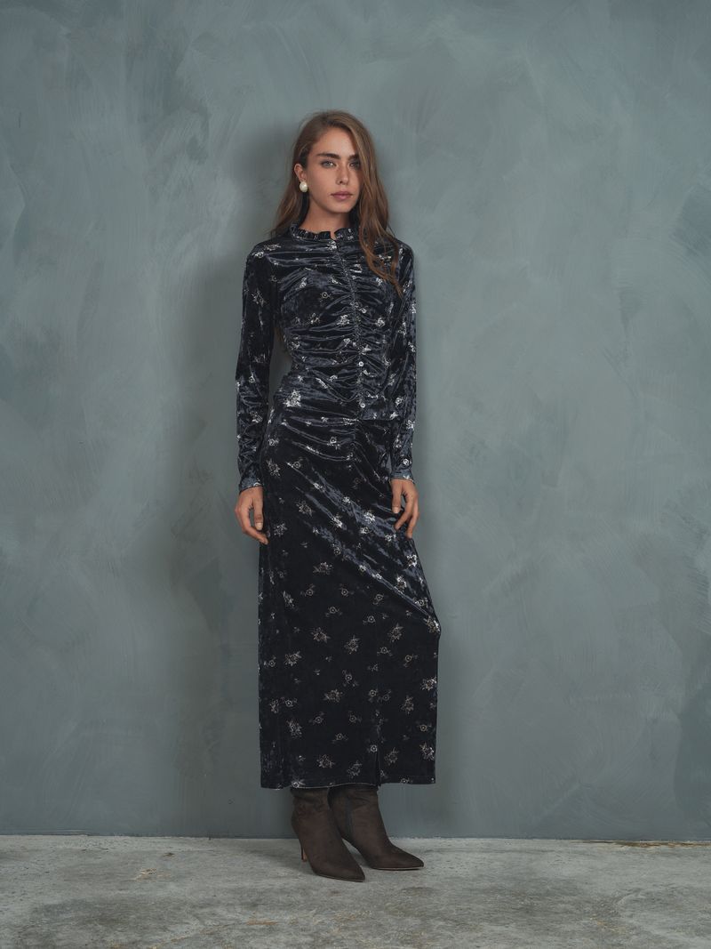 Ruched Velour Skirt