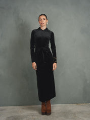Velour Front Tie Dress