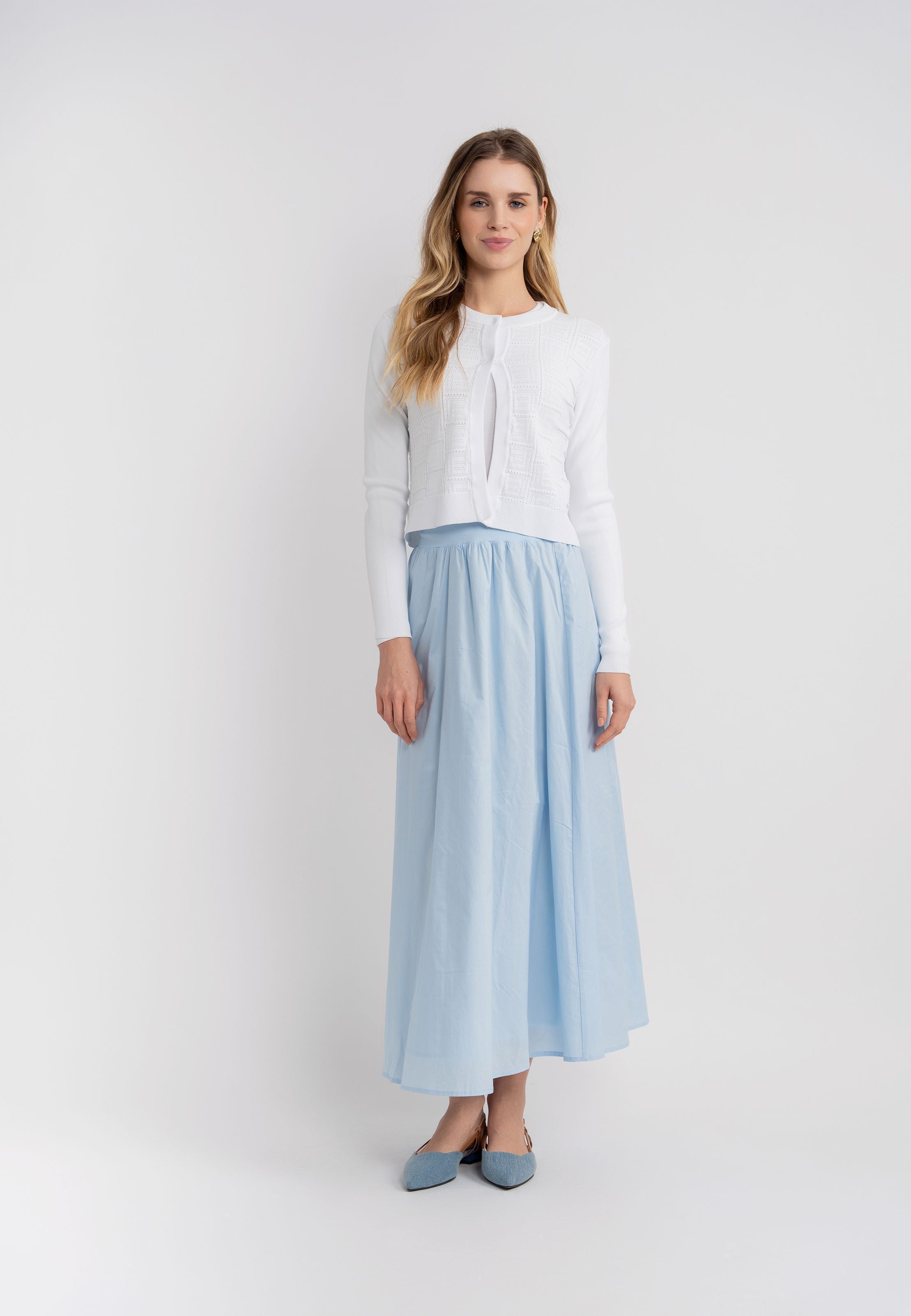 Teens Cotton Gauze Circle Midi Skirt