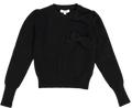 BLACK RIBBED W/ LAREGE BOWS KNIT TOP T-1111