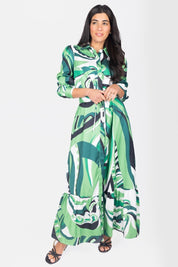 LEXI DRESS (GREEN/WHITE)