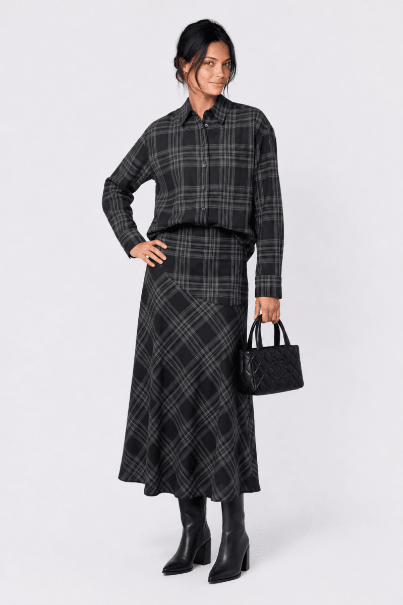 Marianne Skirt (Black Plaid)