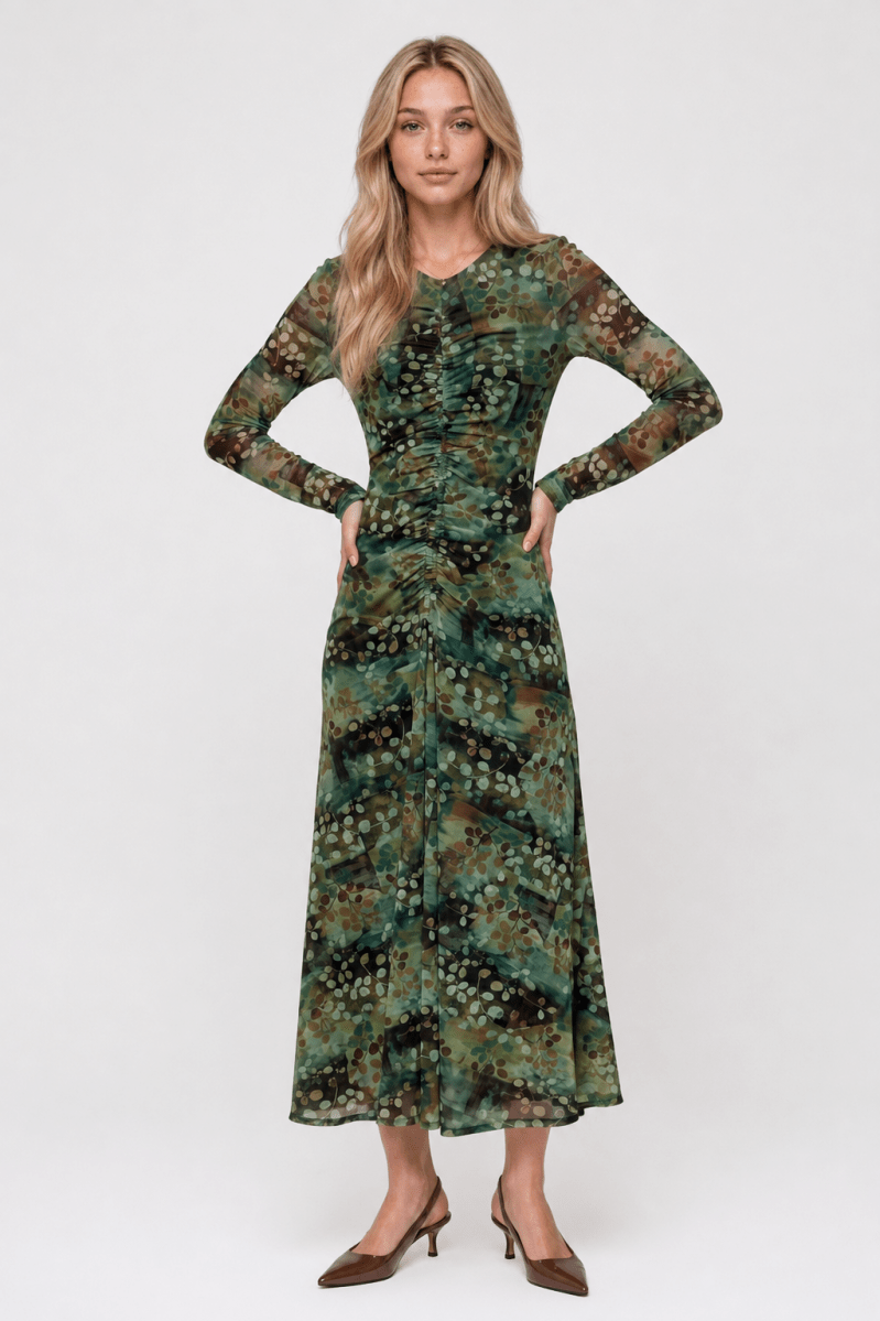 Mariella Dress (Brown Green)