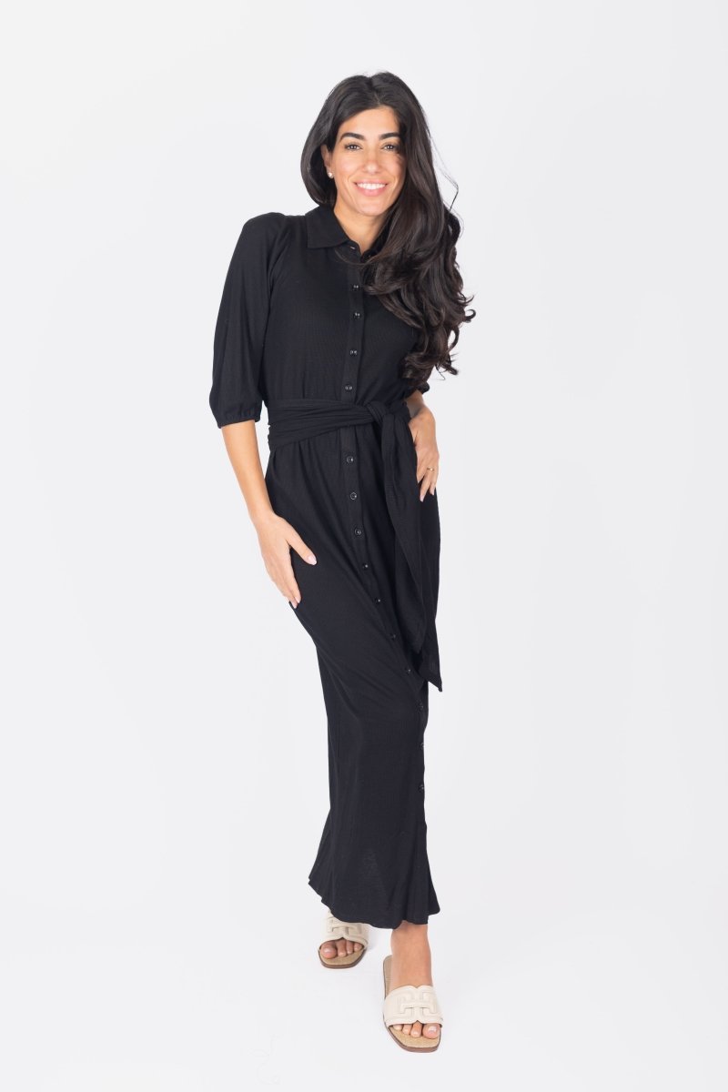 NAOMI DRESS 3/4 SLEEVES (BLACK)