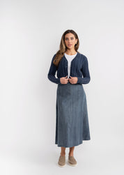 Teen Linen Midi Length Skirt With Ruffle At Bottom