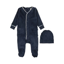 Velour-Footie--Navy