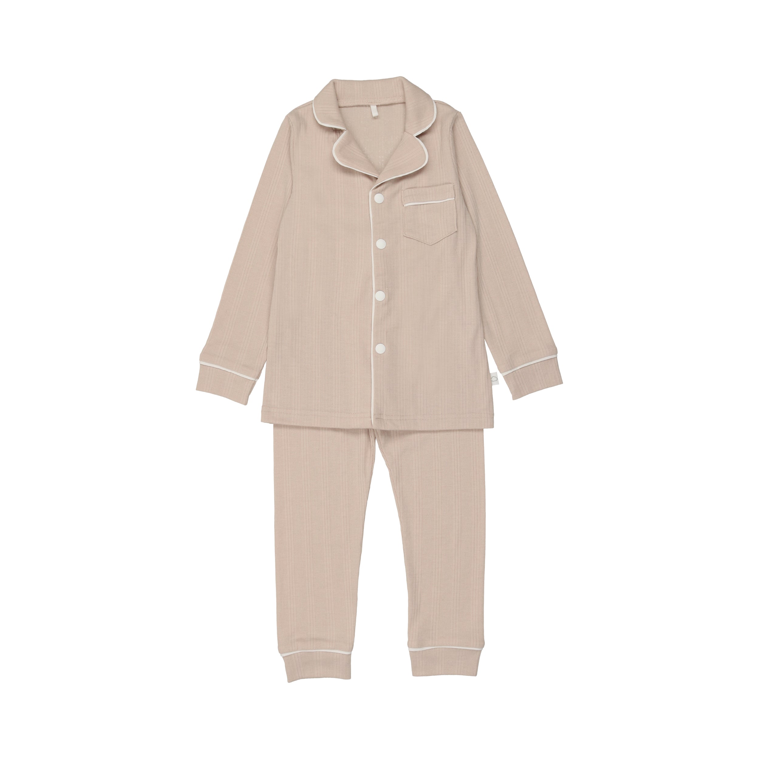 Ribbed Grandpa PJ- Dusty Pink/nude