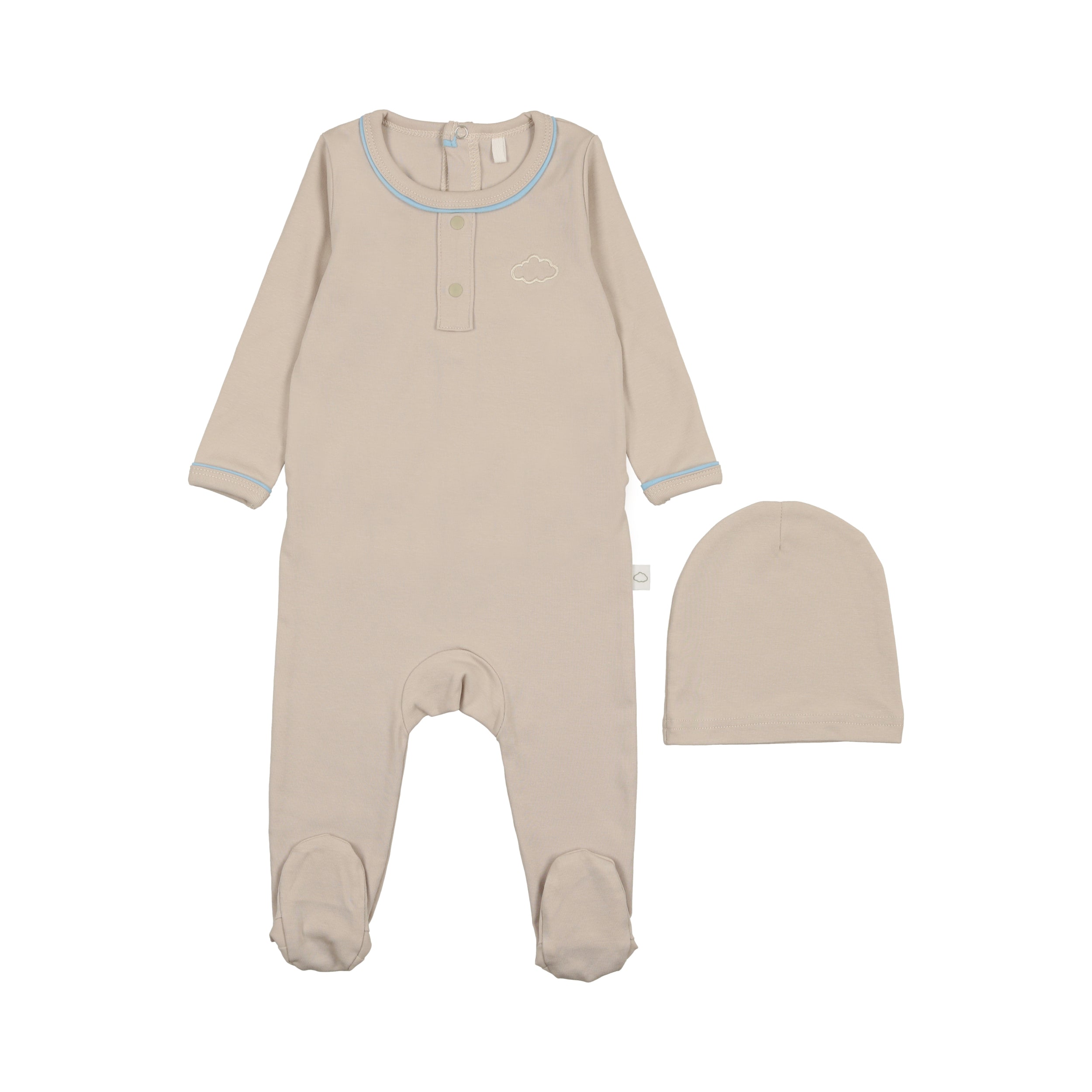 Grandpa Footie- Taupe/Blue